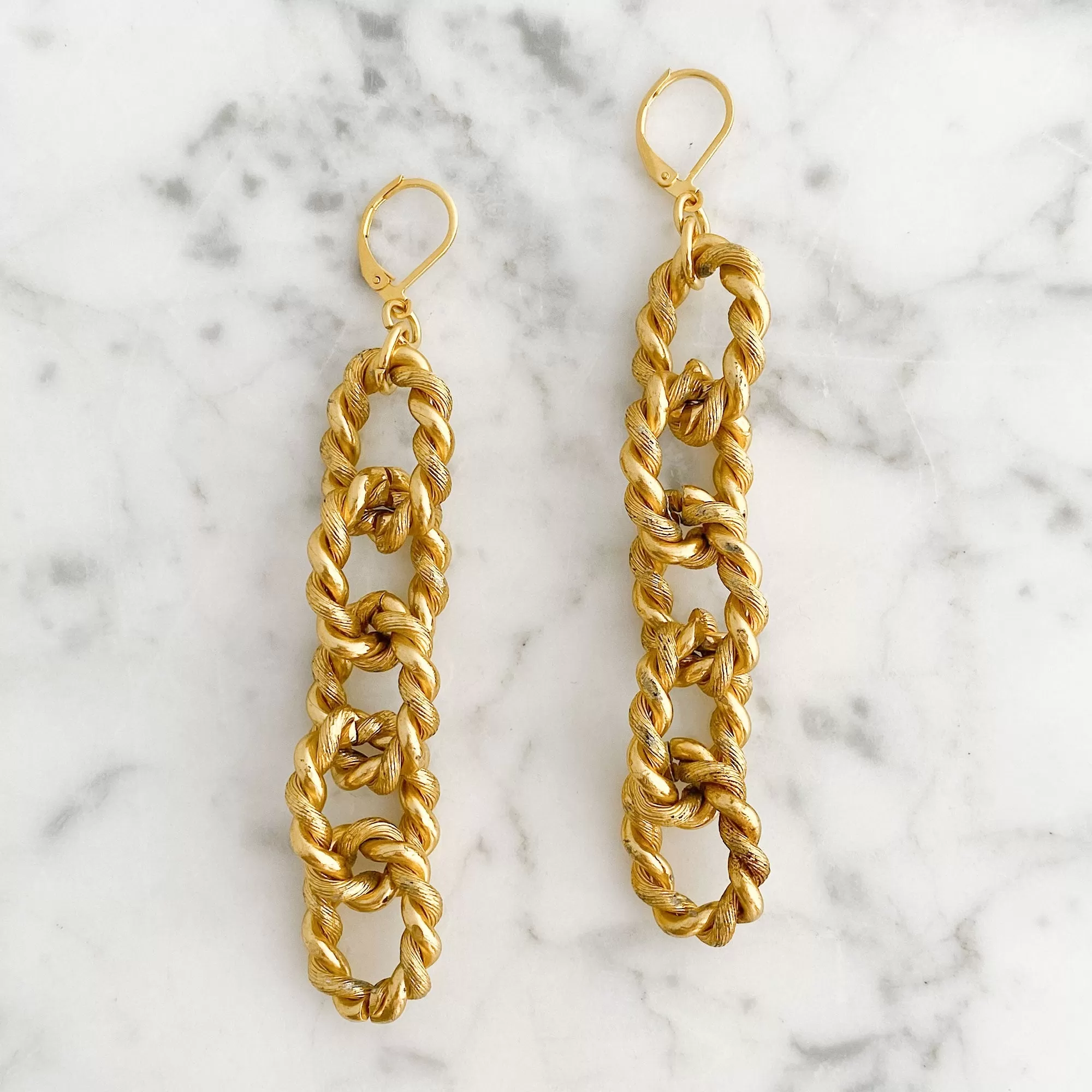 REYES statement gold chain earrings