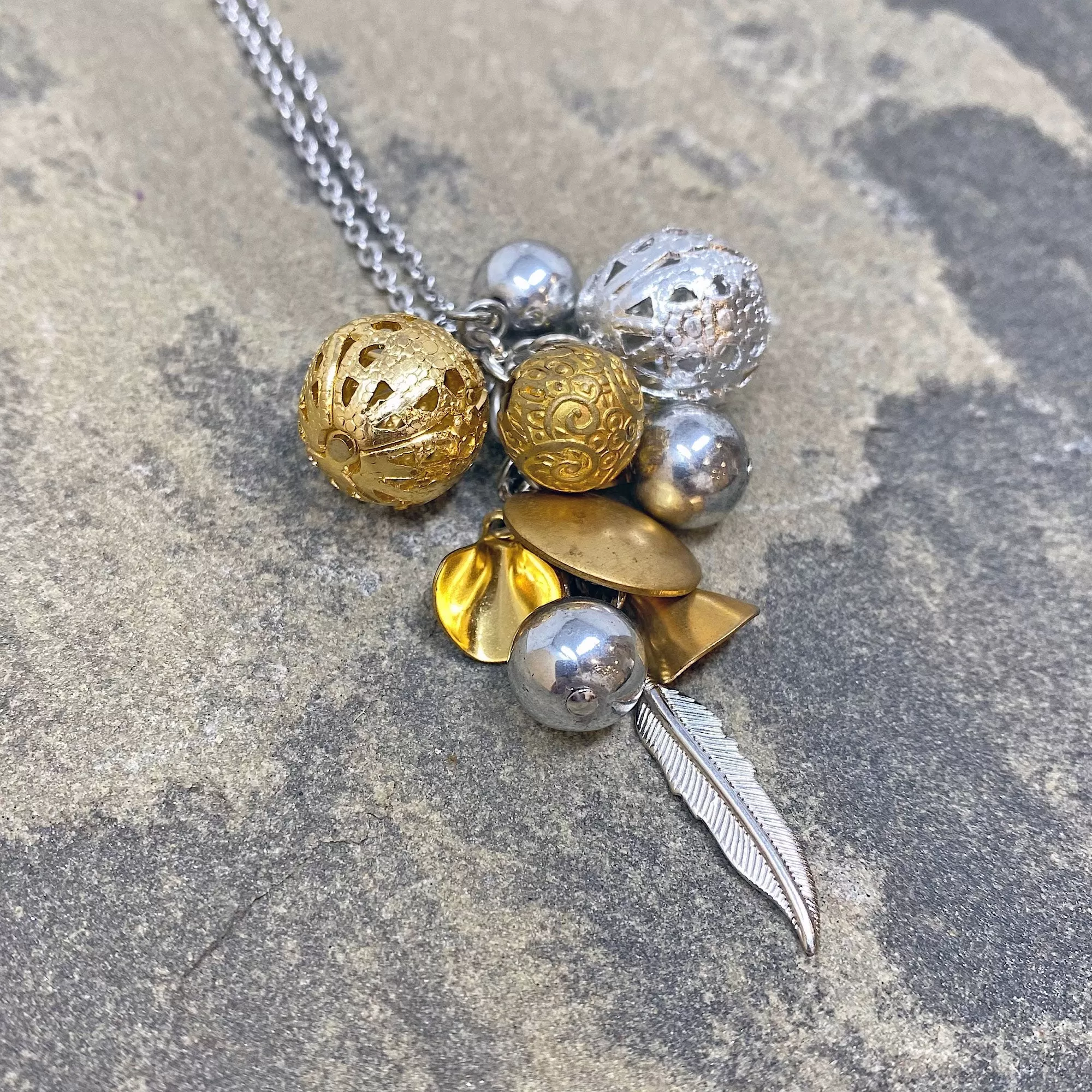 RILEY mixed metal charm necklace