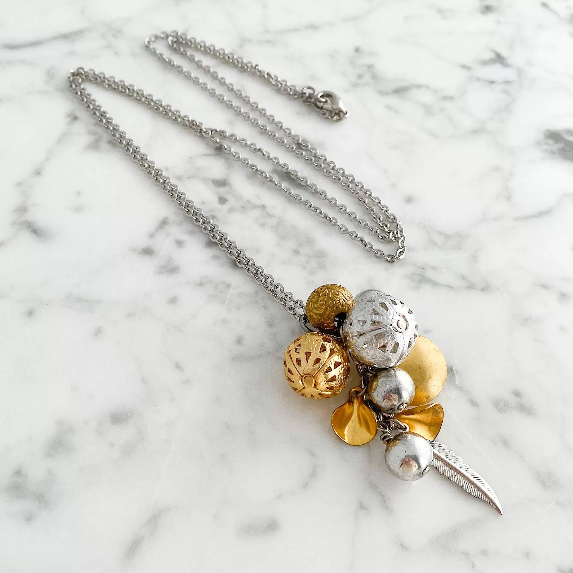 RILEY mixed metal charm necklace