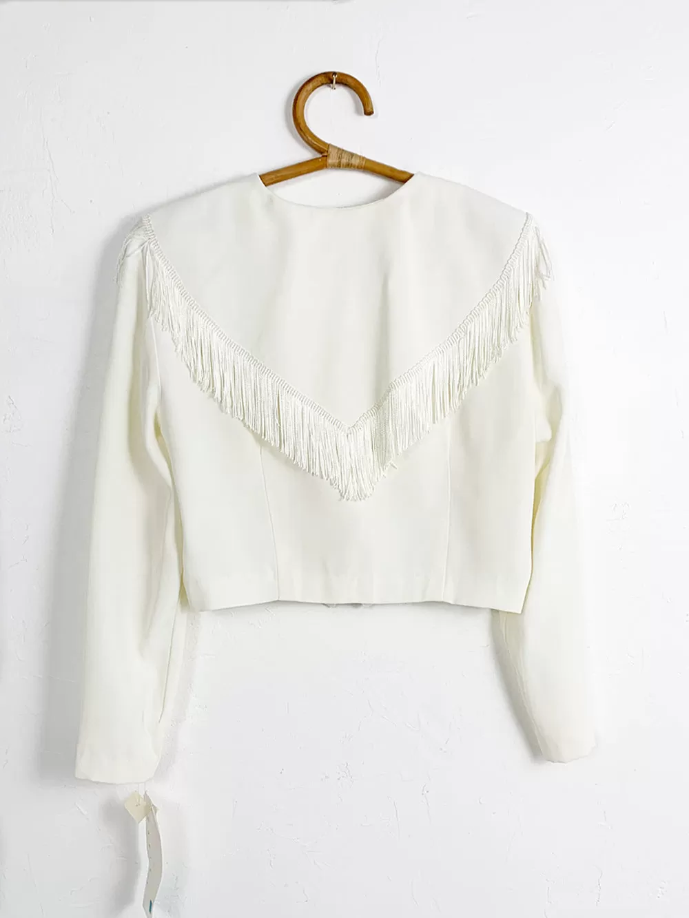 Scarlett Cropped Ivory Jacket With Fringe