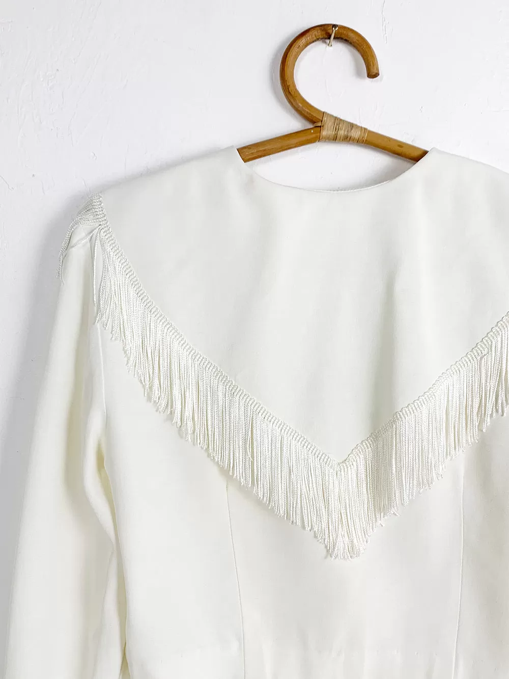 Scarlett Cropped Ivory Jacket With Fringe