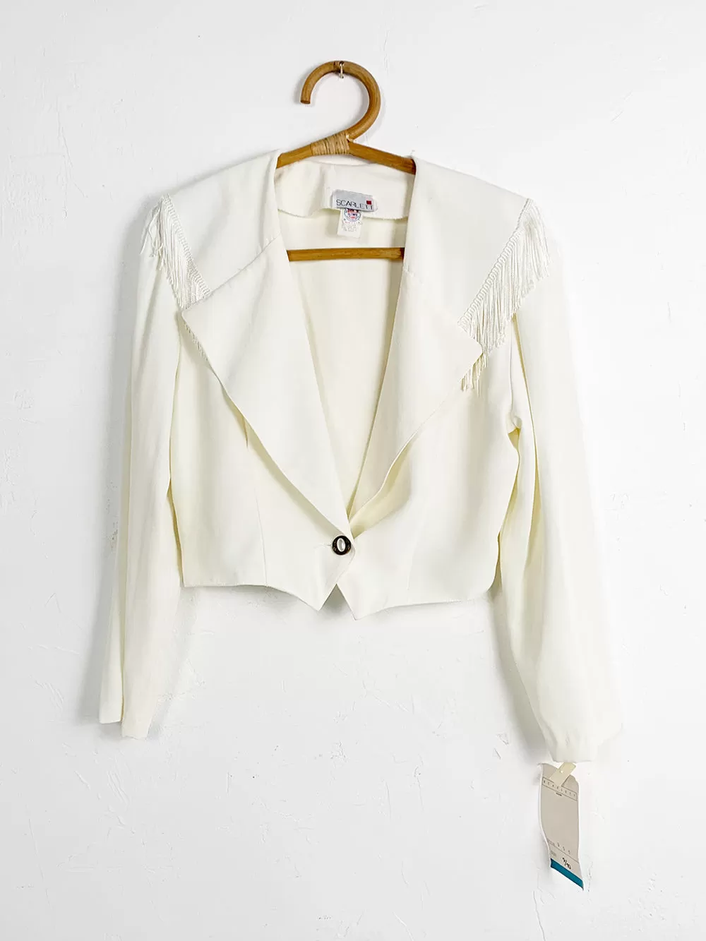 Scarlett Cropped Ivory Jacket With Fringe