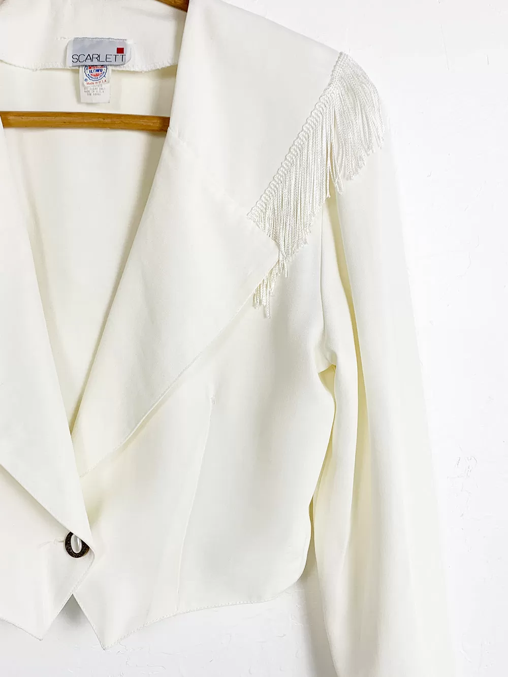 Scarlett Cropped Ivory Jacket With Fringe