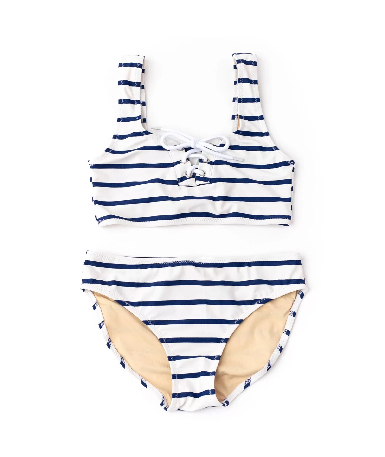 Shade Critters Girls Lace Up Bikini Nautical Stripe