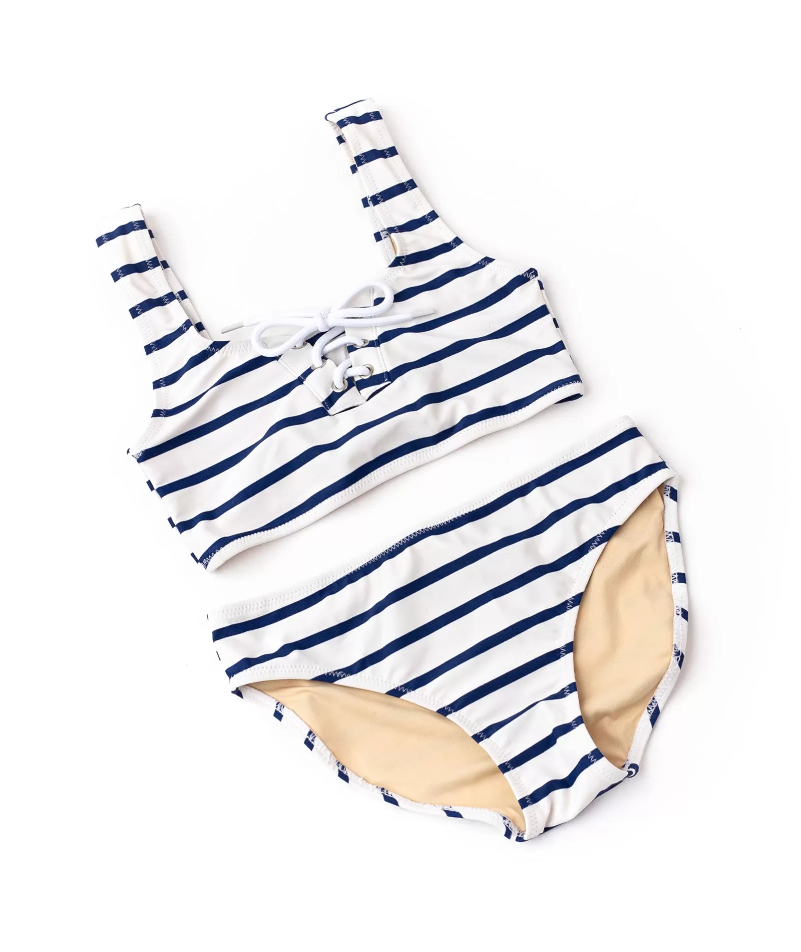 Shade Critters Girls Lace Up Bikini Nautical Stripe