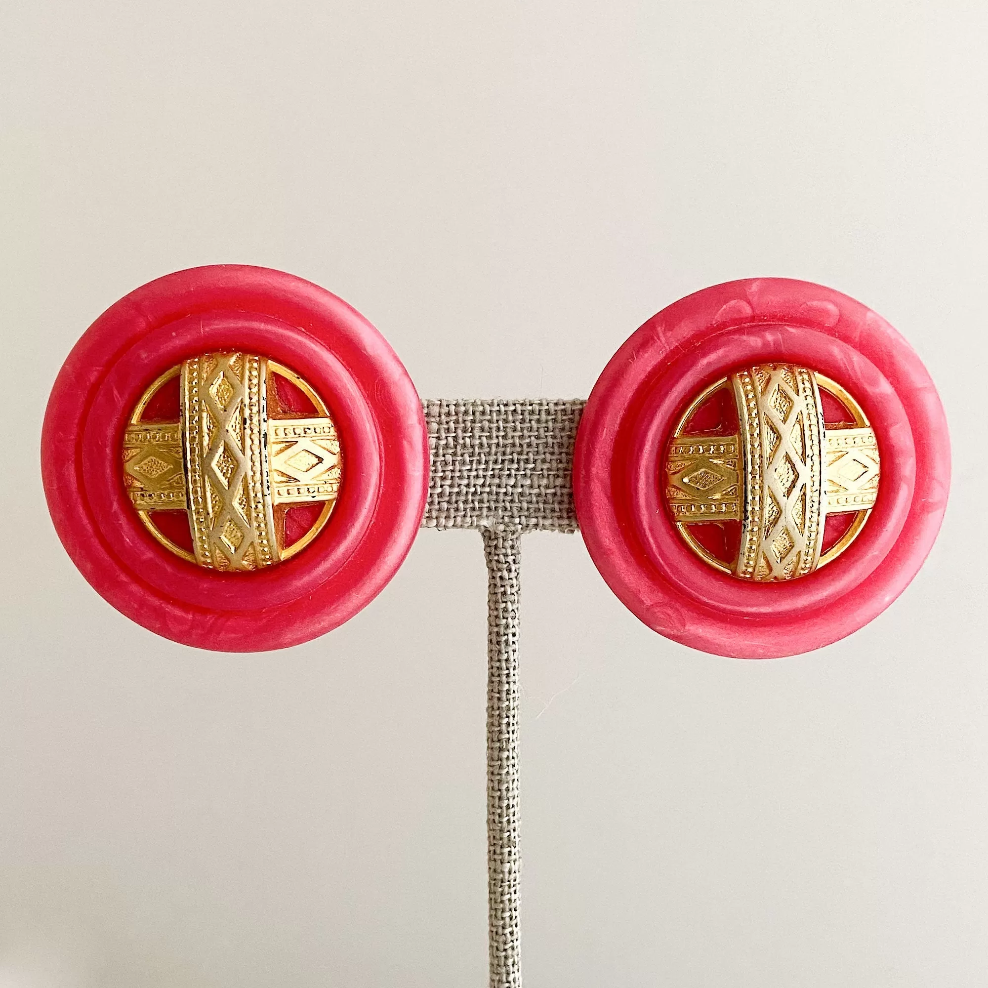 SHARON bright pink statement clip earrings