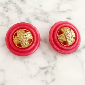 SHARON bright pink statement clip earrings