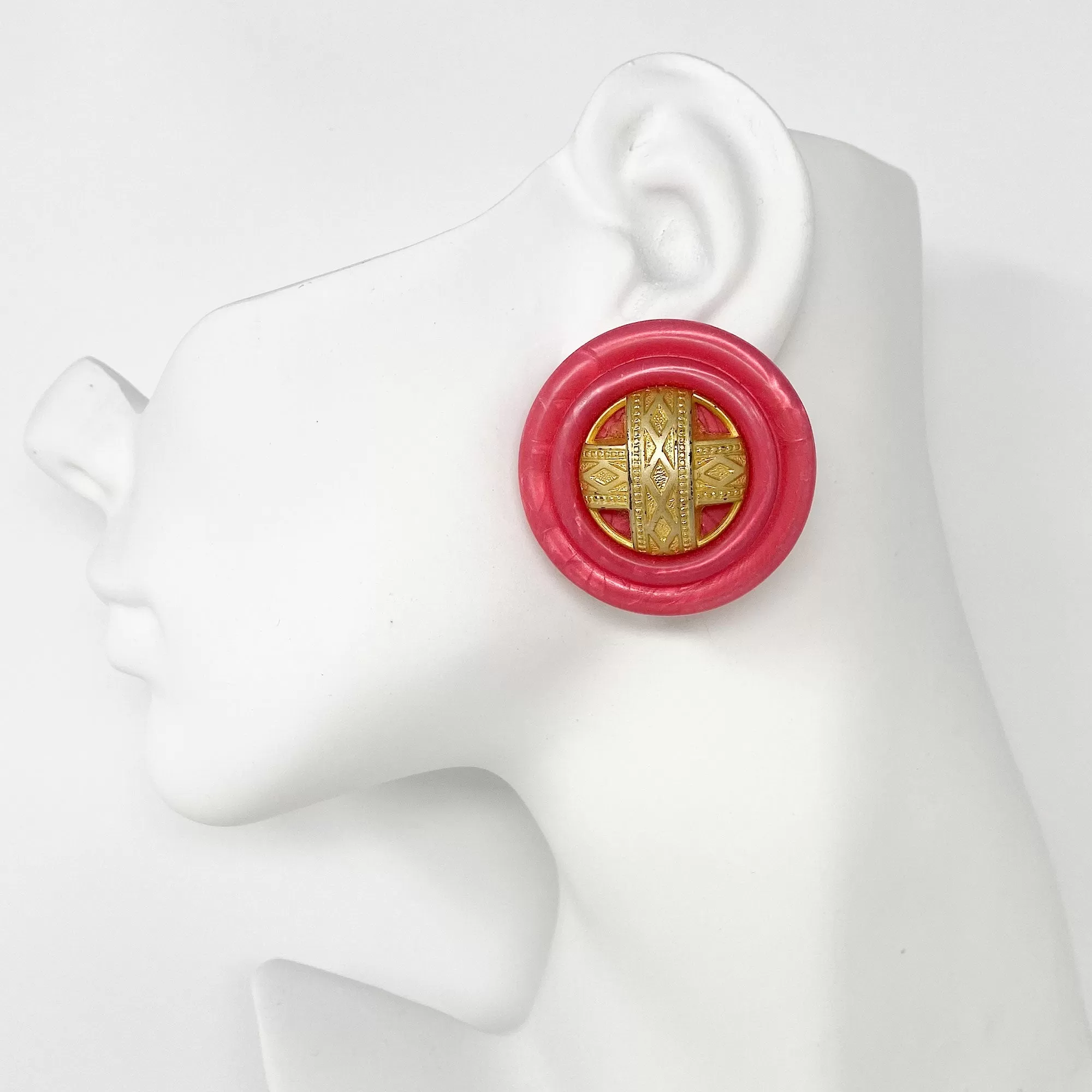 SHARON bright pink statement clip earrings