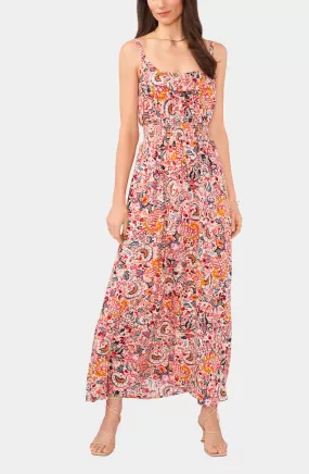 Sleeveless Printed Flounce Maxi Dress