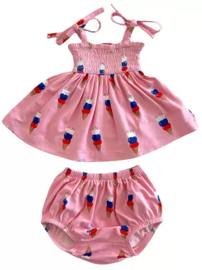 Smocked Set | Pink Ice Cream