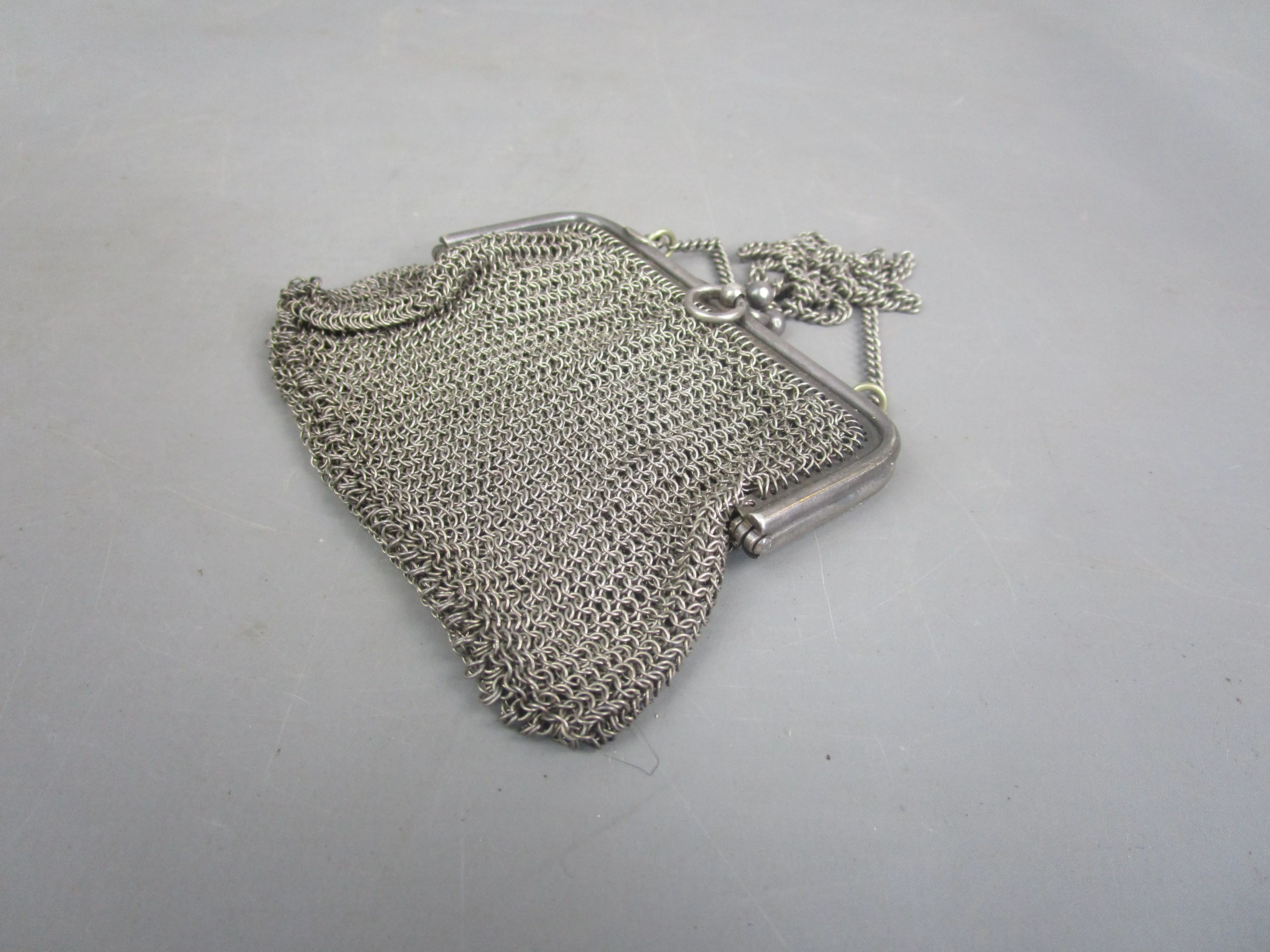 Sterling Silver Clasped Ladies Mesh Purse Antique Edwardian c1910