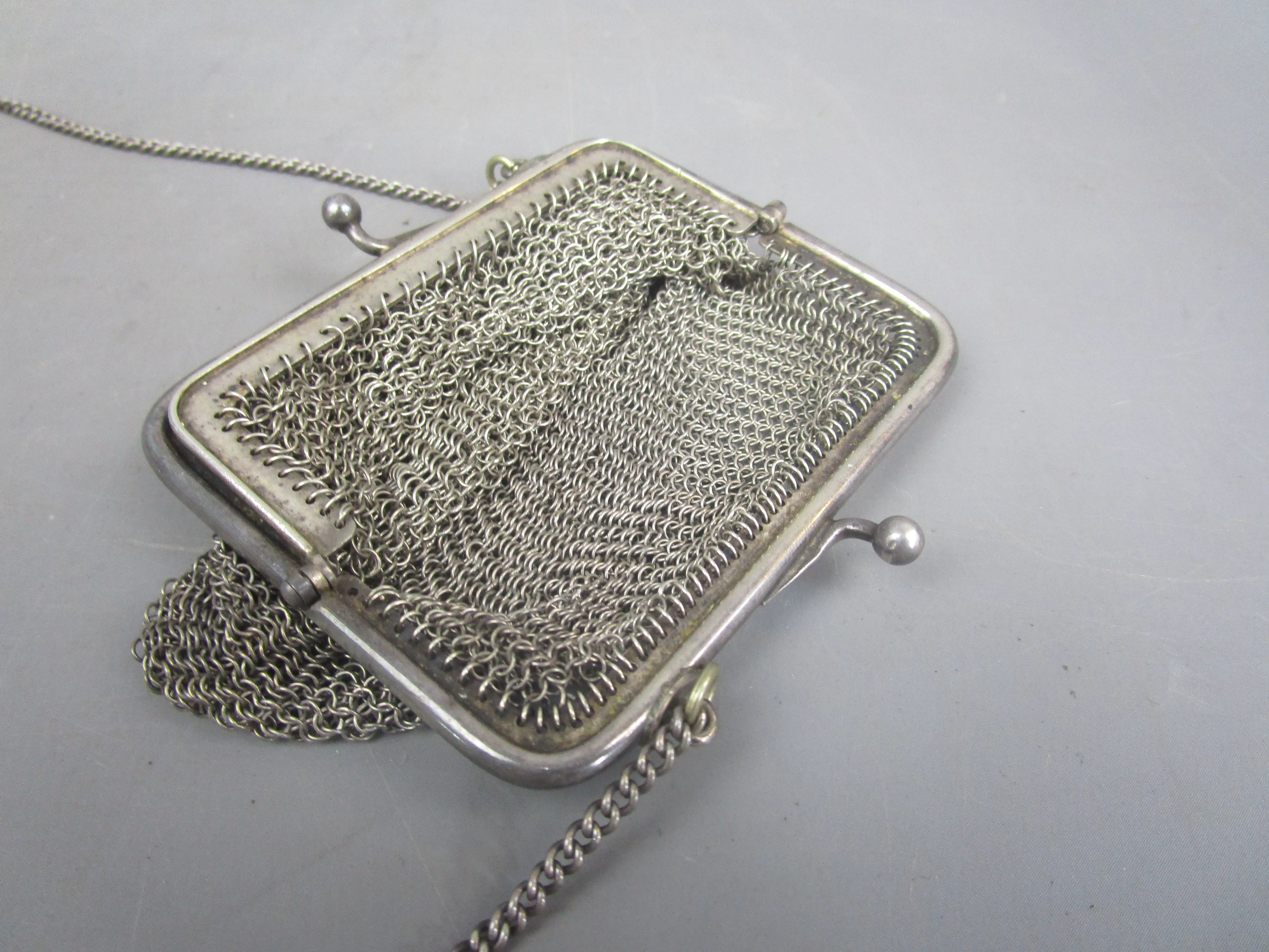 Sterling Silver Clasped Ladies Mesh Purse Antique Edwardian c1910