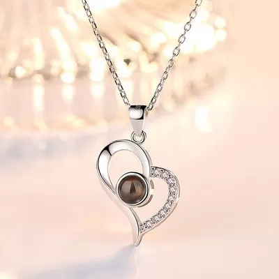 Sterling Silver Heart Necklace with Picture Inside