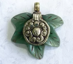 Strength and Endurance Chinese Jade Maple Leaf Pendant (P653)