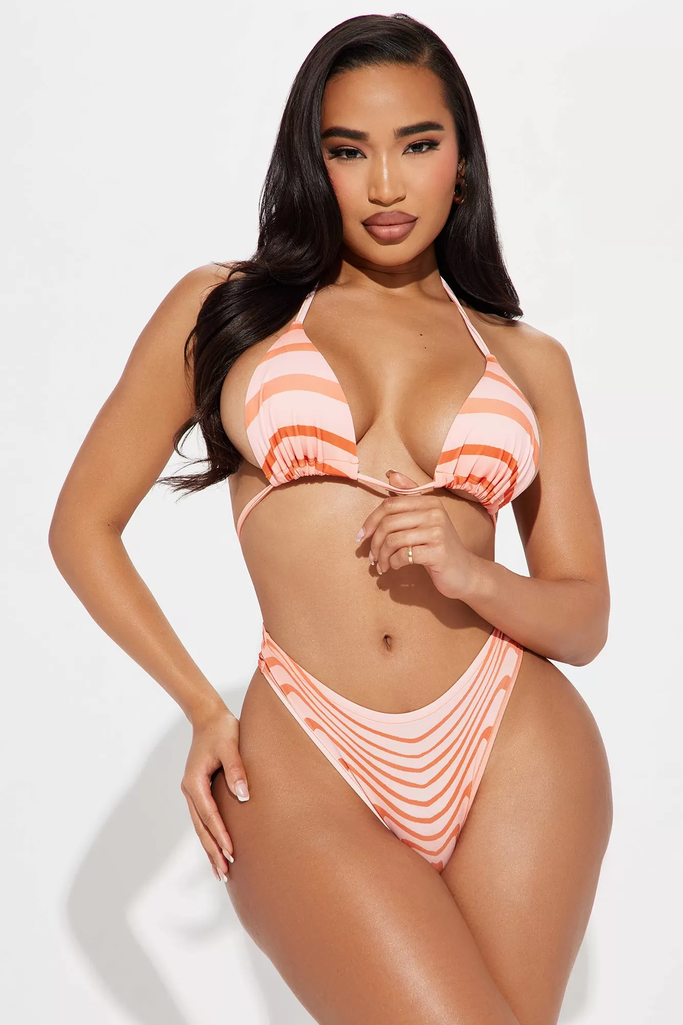 Summer Allure 3 Piece Bikini Set - Orange/combo