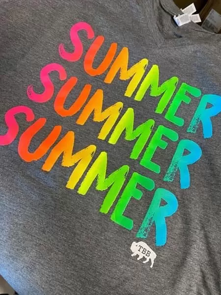 {SUMMER SUMMER SUMMER} NEON Super Soft Gray V-Neck Tee