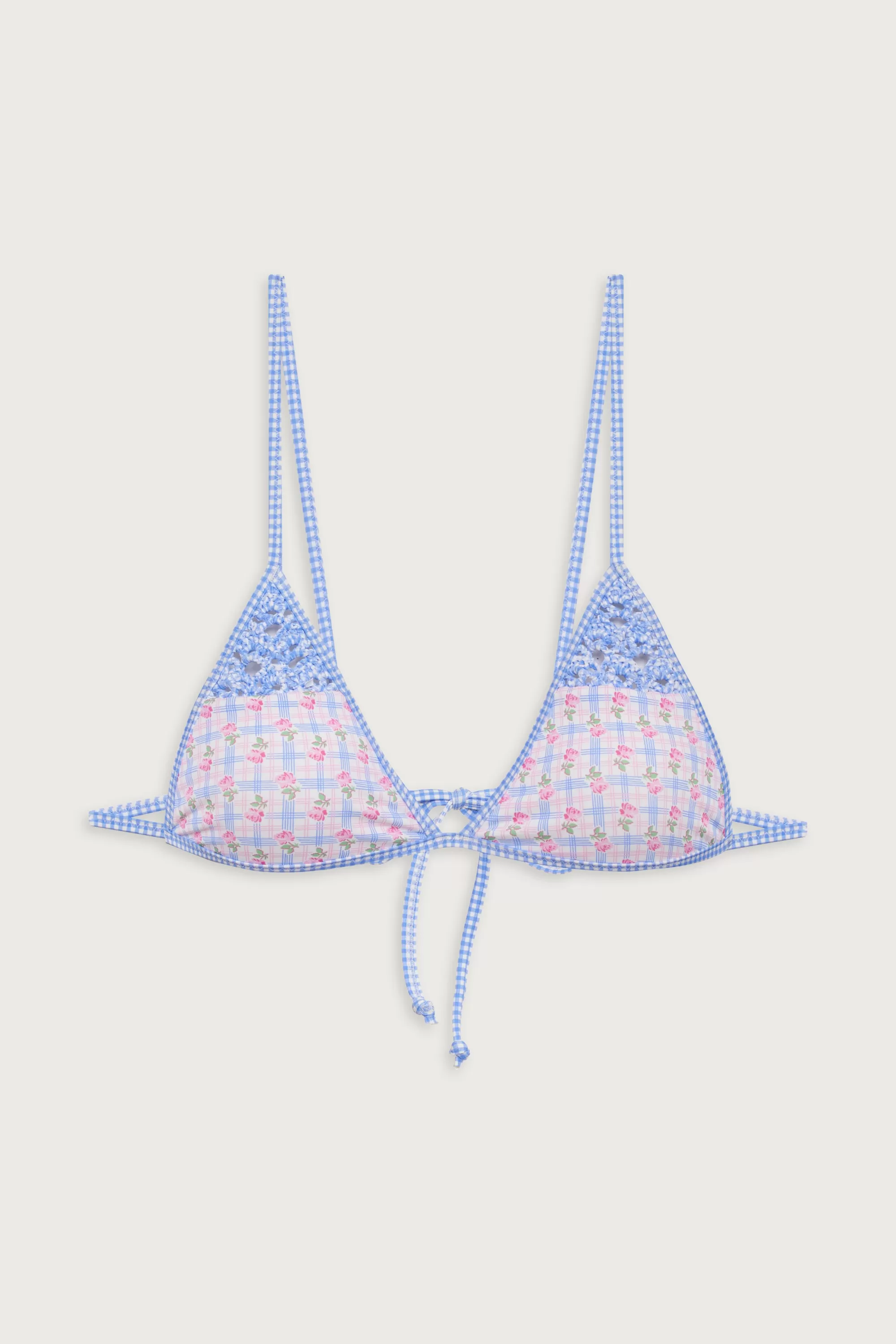 Tanner Plaid Triangle Bikini Top - Rose Picnic