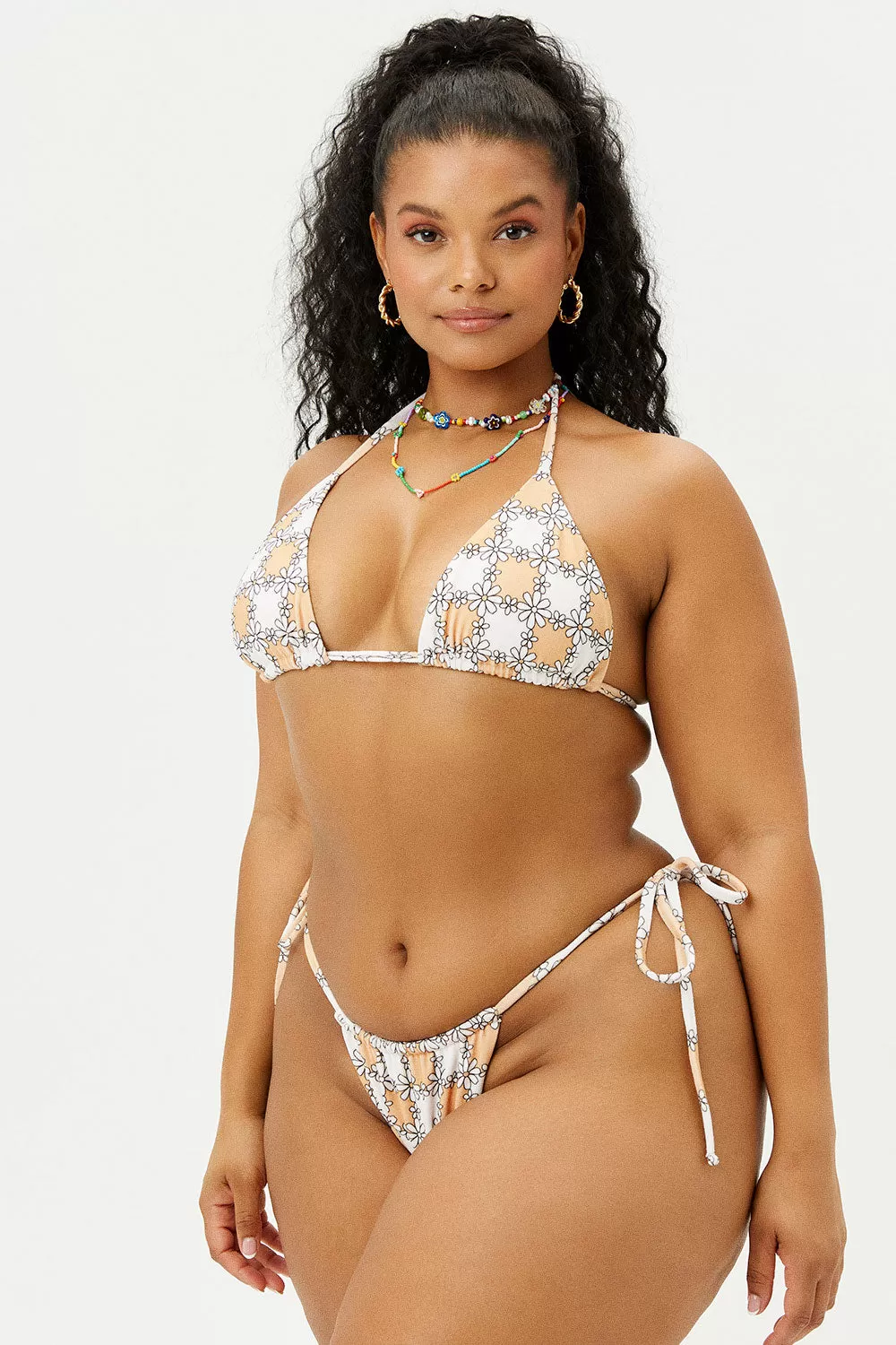 Tia Terry String Bikini Bottom - Nude Daisy