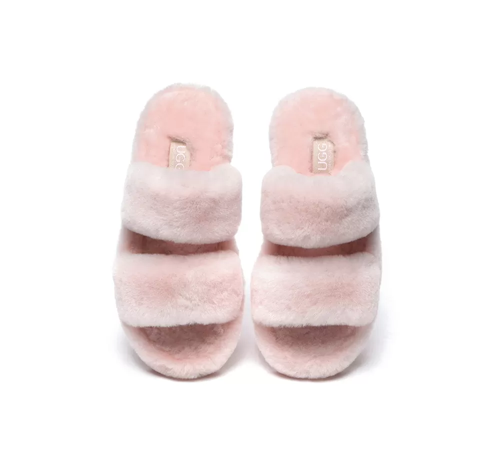 UGG Australian Shepherd Double Strap Fluffy Slides Women Jessica