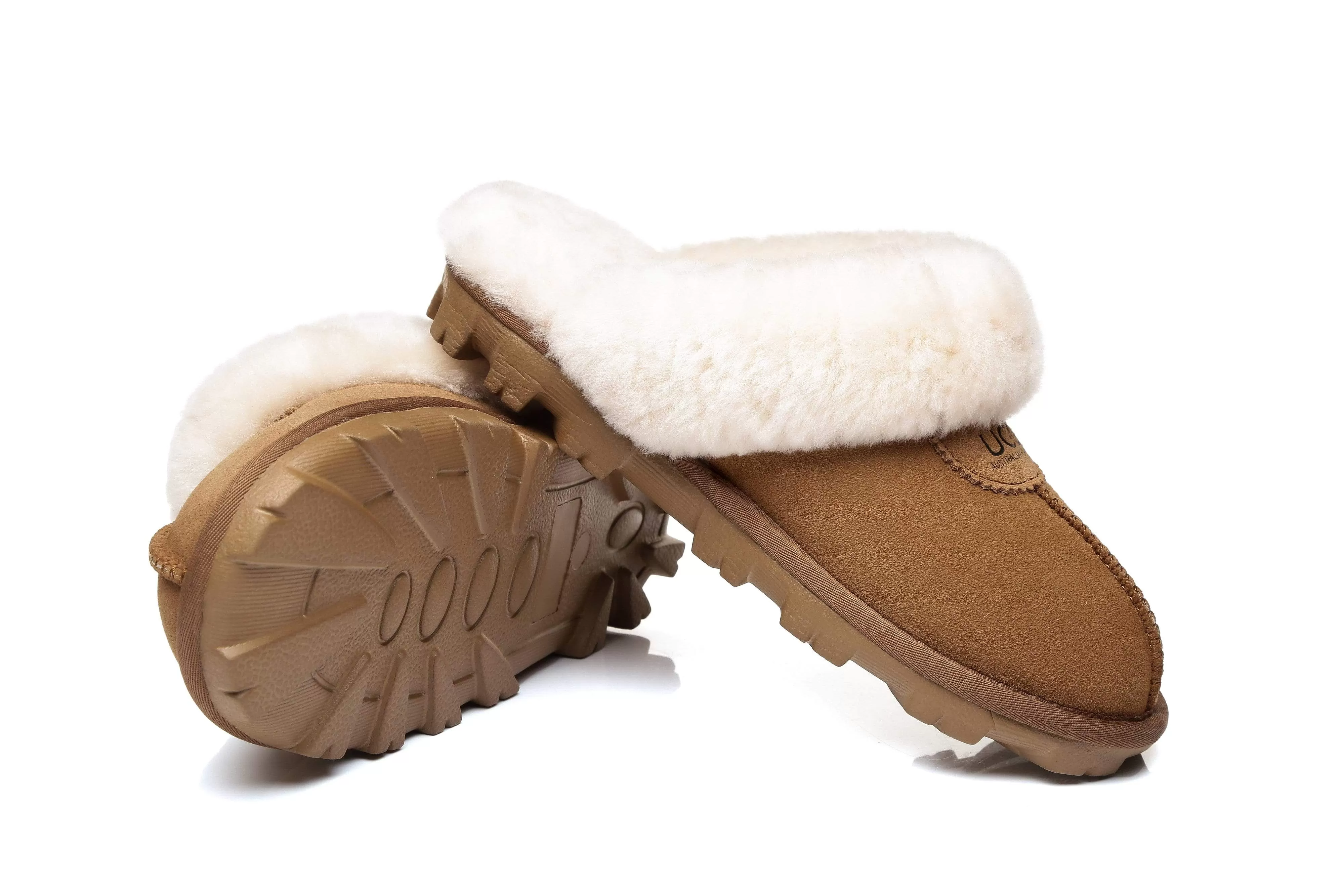 UGG Australian Shepherd Women Slippers Premium Australia Sheepskin Wool Waffle Scuff