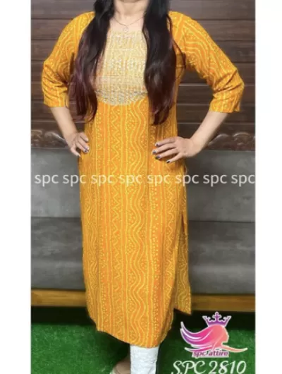 Yellow Bandhani Cotton Kurti