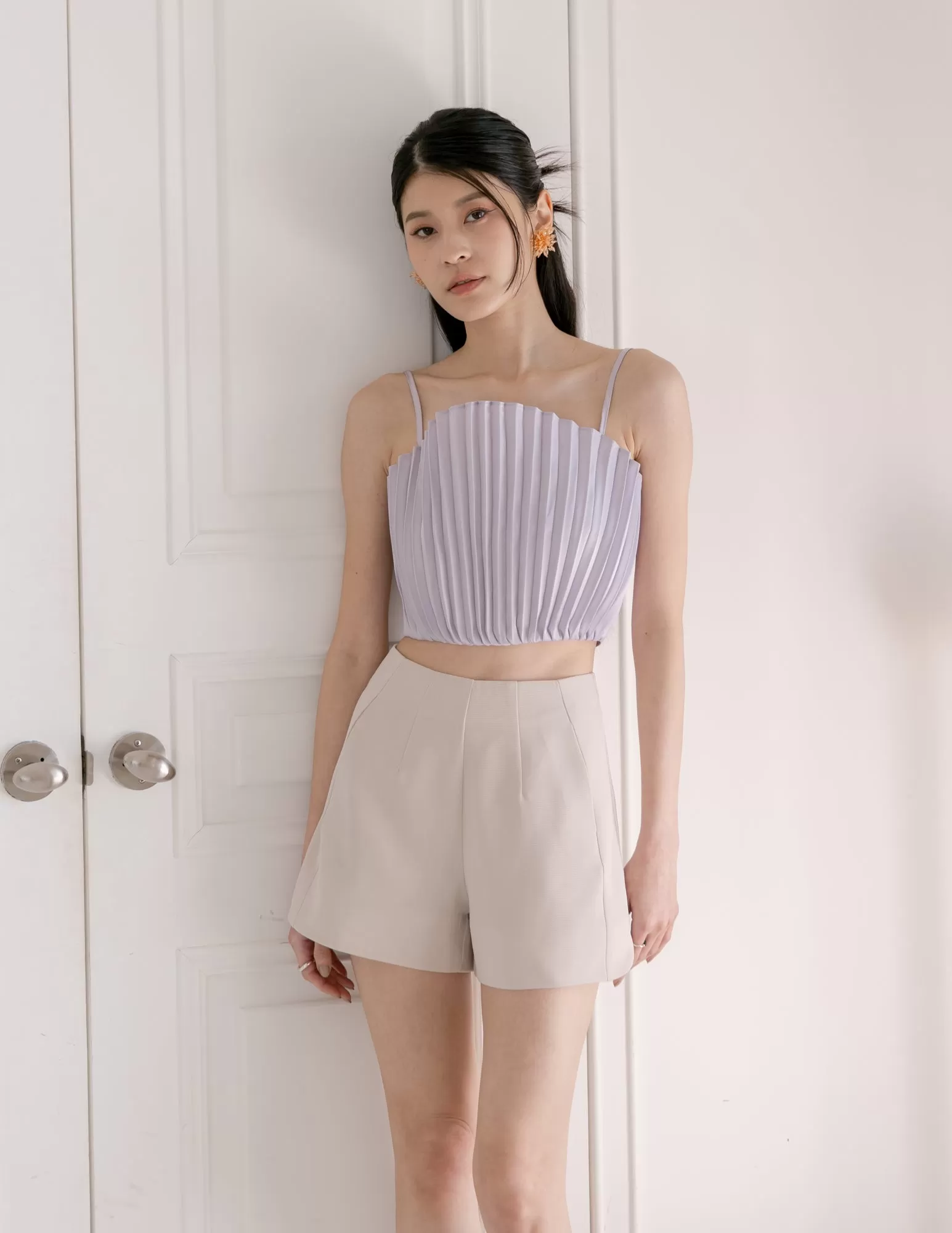 Zoya Pleated Top in Lilac